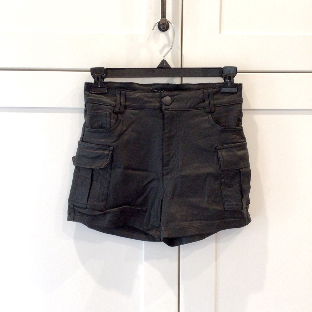 Chocolate Usa Black Pleather Shorts Size S